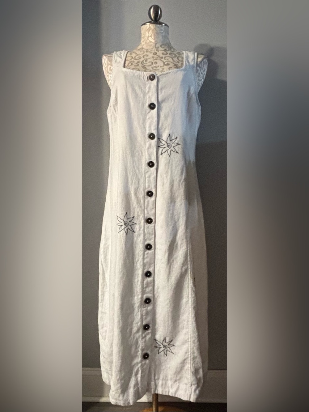 Madewell Button-Front Midi Dress in 100% Linen Size Large